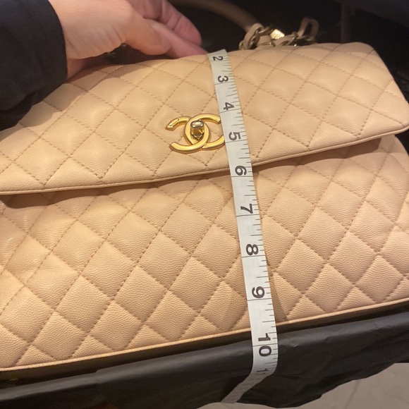 Chanel Medium Coco Quilted Caviar Leather Top Handle Shoulder Bag - Picture 11 of 13